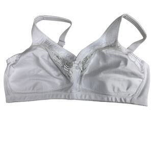 Glamorise Womens Size 38D White Unlined 3 Hook Wire Free Lace Thin Strap Bra